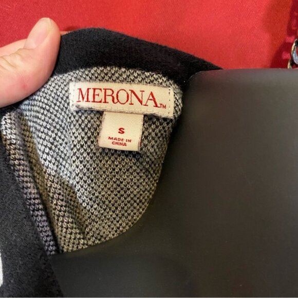 Merona Black and White Houndstooth Cotton Knit Cardigan - Picture 3 of 6